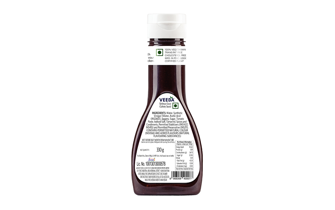 Veeba Barbeque Sauce    Plastic Bottle  330 grams